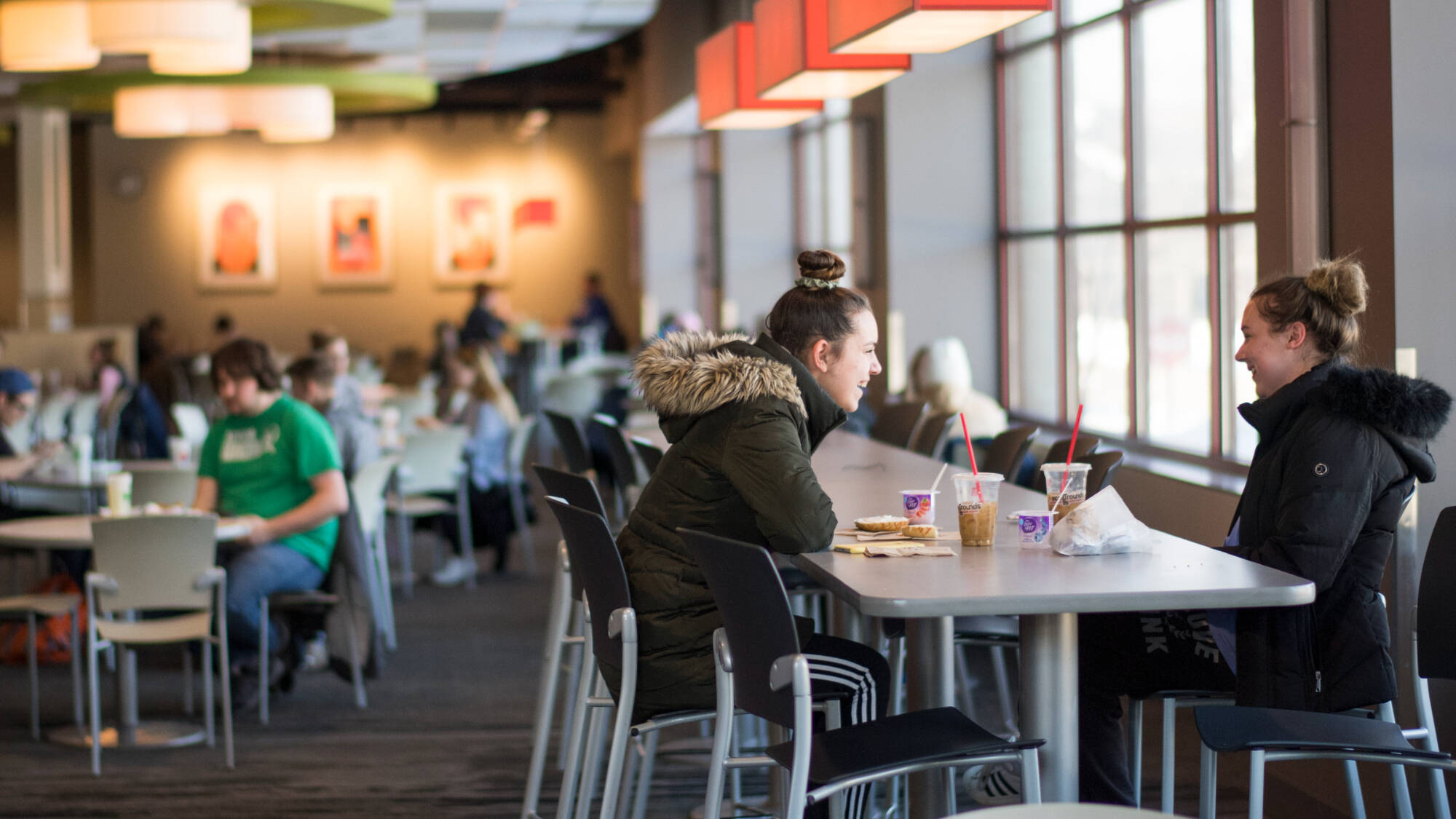Students eating at The Dish
